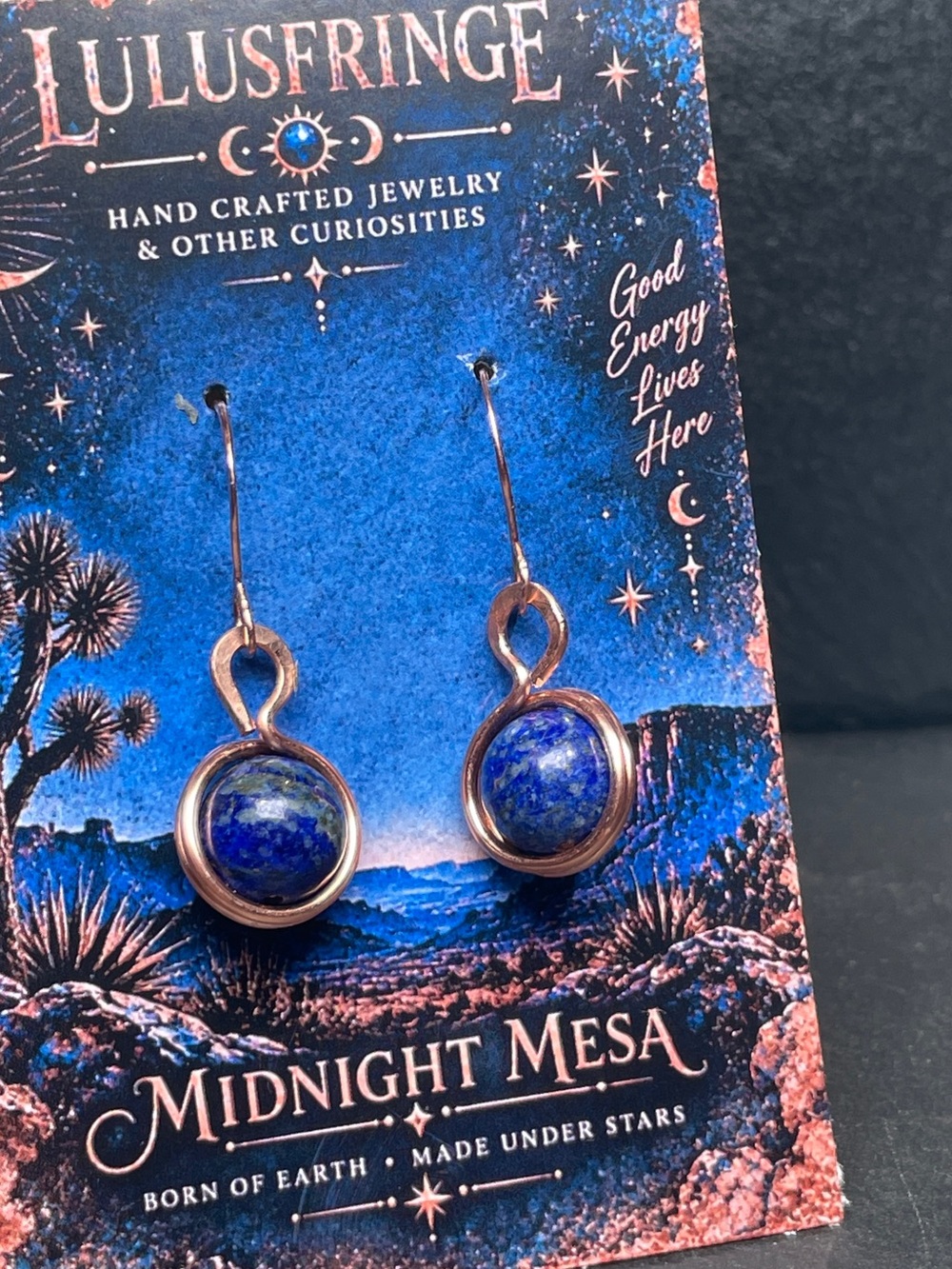 Artisan Blue & Gold Round Drop Earrings